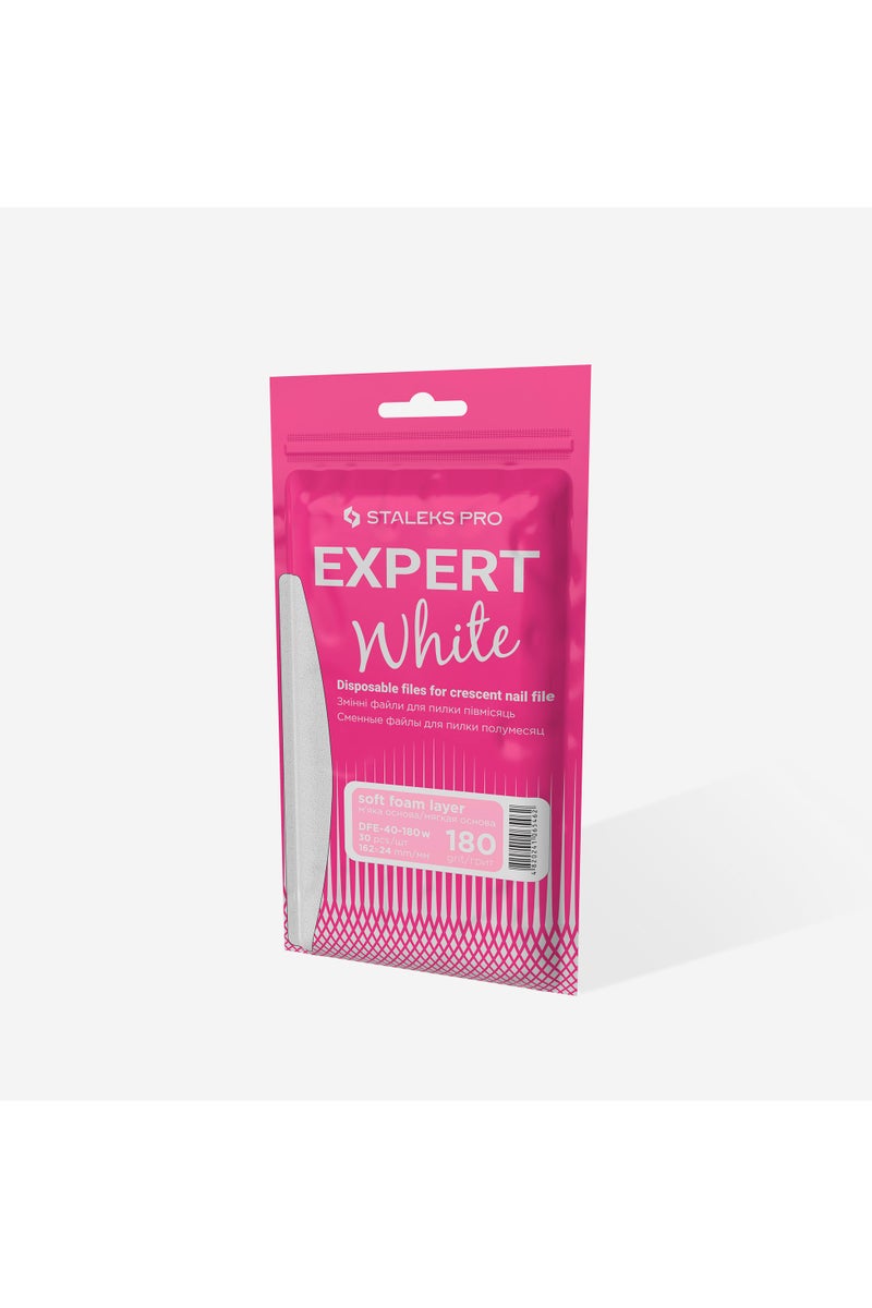 STALEKS PRO Disposable white files for crescent nail file on a soft foam layer - EXPERT 40 | 180 grit (30 pcs) - Image 4