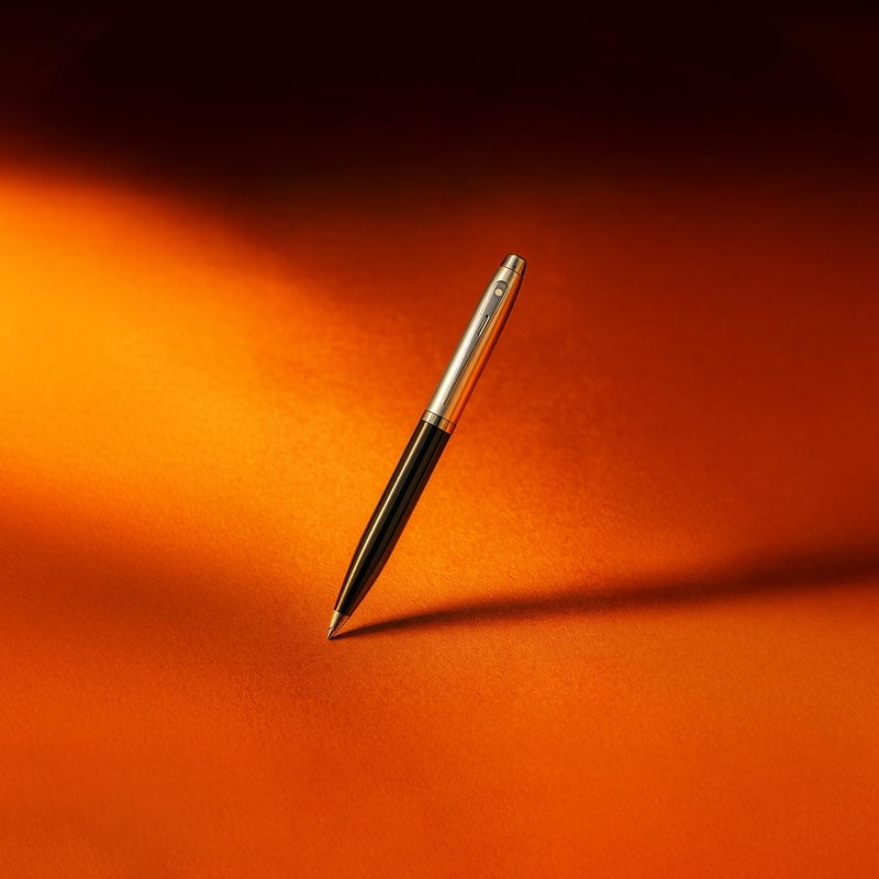 SHEAFFER Pen Sheaffer 100 E9313 Glossy Black Barrel Brushed Chrome Cap Chrome Plated Trims Bp - Image 2