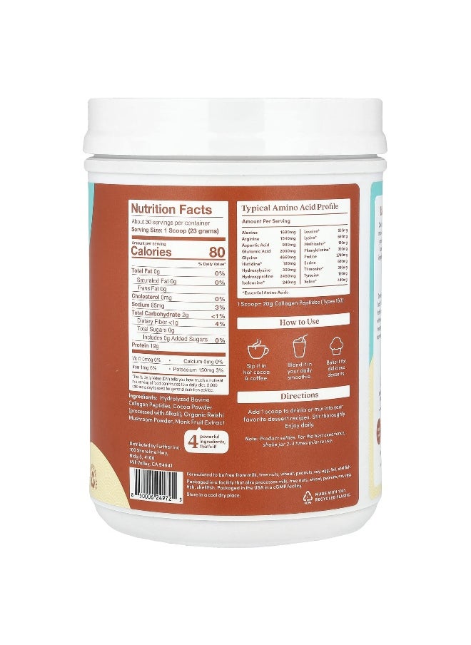 Further Food Further Food, Grass-Fed Collagen Peptides + Reishi Mushroom, Chocolate, 24.34 oz (690 g)  - Image 2