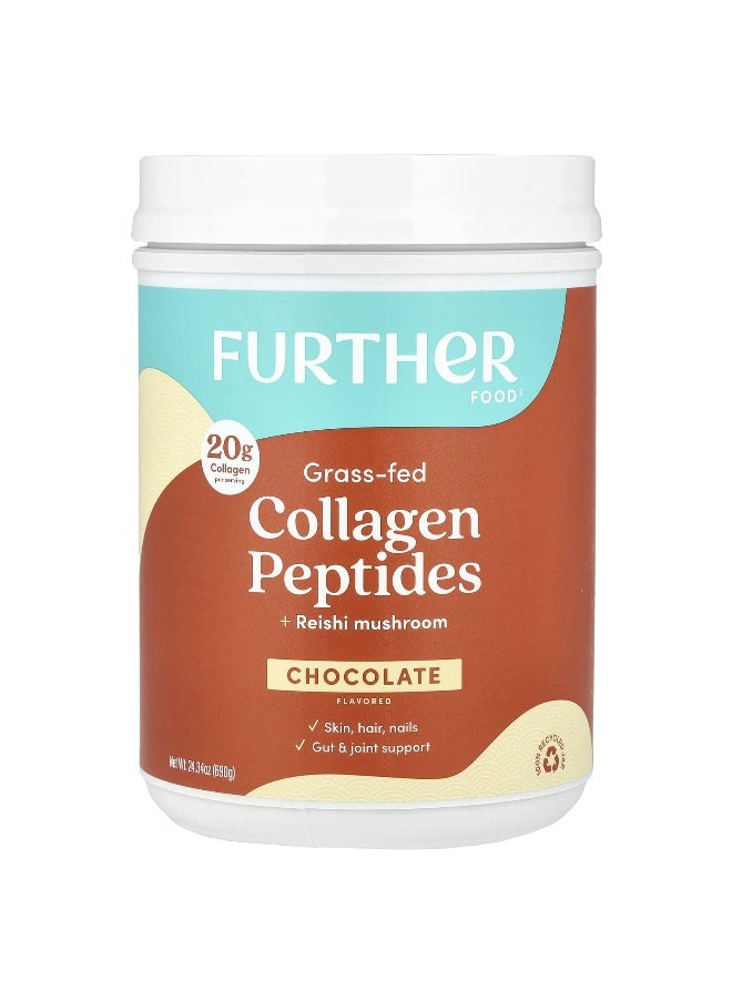 Further Food Further Food, Grass-Fed Collagen Peptides + Reishi Mushroom, Chocolate, 24.34 oz (690 g)  - Image 1