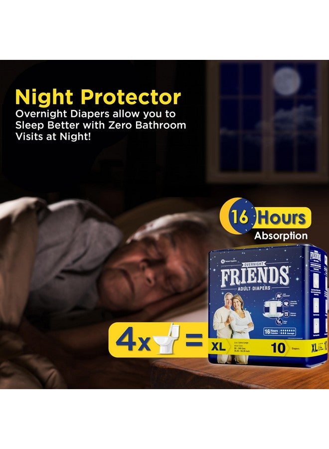 فريندز حفاضات فريندز للبالغين للاستخدام الليلي بنمط شريطي - 10 قطع (كبيرة جدًا) مع قفل للرائحة، للجنسين، مقاومة للتسرب ومضادة للبكتيريا - مقاس الخصر 32.68-59.84 بوصة؛ 83-152 سم - Image 2