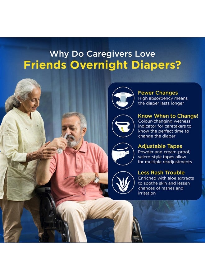 فريندز حفاضات فريندز للبالغين للاستخدام الليلي بنمط شريطي - 10 قطع (كبيرة جدًا) مع قفل للرائحة، للجنسين، مقاومة للتسرب ومضادة للبكتيريا - مقاس الخصر 32.68-59.84 بوصة؛ 83-152 سم - Image 4