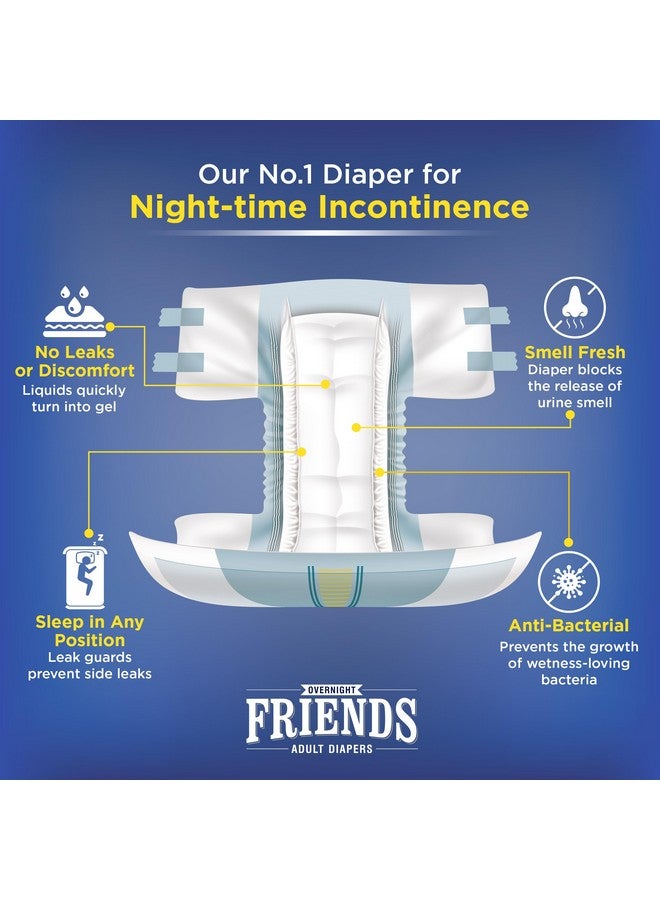 فريندز حفاضات فريندز للبالغين للاستخدام الليلي بنمط شريطي - 10 قطع (كبيرة جدًا) مع قفل للرائحة، للجنسين، مقاومة للتسرب ومضادة للبكتيريا - مقاس الخصر 32.68-59.84 بوصة؛ 83-152 سم - Image 3