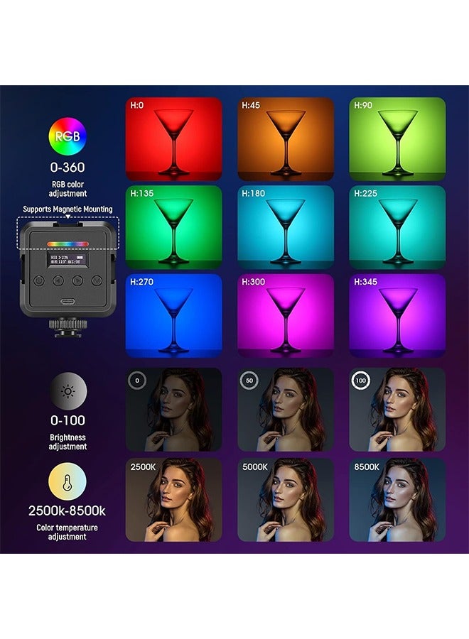 Neewer Magnetic RGB Video Light, 360° Full Color RGB61 LED Camera Light with 3 Cold Shoe Mounts/CRI 97+/20 Scene Modes/2500K-8500K/2000mAh Rechargeable Portable Photography Selfie Lighting - Image 2