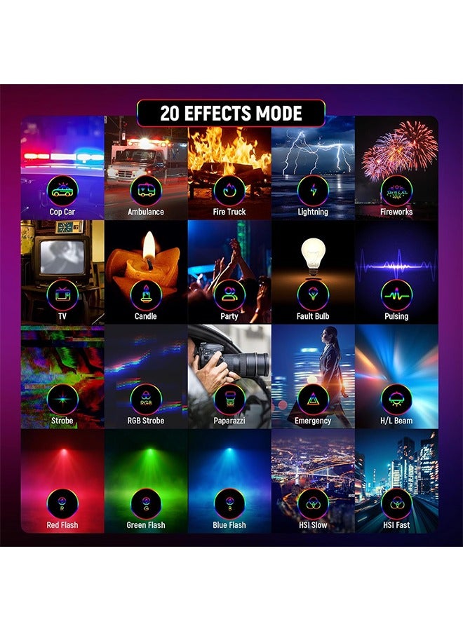 Neewer Magnetic RGB Video Light, 360° Full Color RGB61 LED Camera Light with 3 Cold Shoe Mounts/CRI 97+/20 Scene Modes/2500K-8500K/2000mAh Rechargeable Portable Photography Selfie Lighting - Image 4