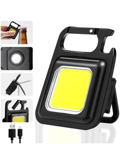 Rechargeable Mini Flashlights with Keychain, Portable Flashlight with 3 Lighting Modes, Folding Bracket, Bottle Opener and Magnetic Base.