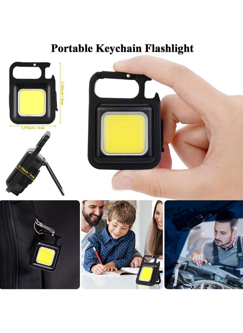 Generic - Rechargeable Mini Flashlights with Keychain, Portable Flashlight with 3 Lighting Modes, Folding Bracket, Bottle Opener and Magnetic Base. - Image 1