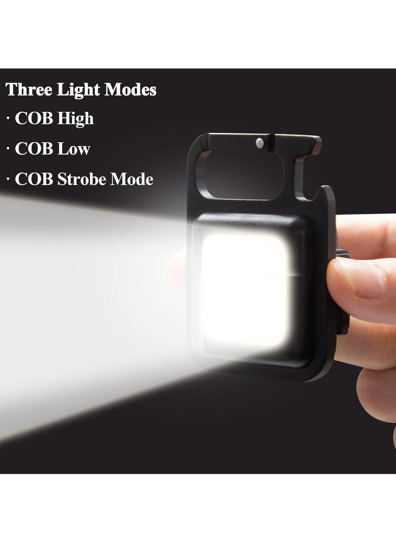 Generic - Rechargeable Mini Flashlights with Keychain, Portable Flashlight with 3 Lighting Modes, Folding Bracket, Bottle Opener and Magnetic Base. - Image 1