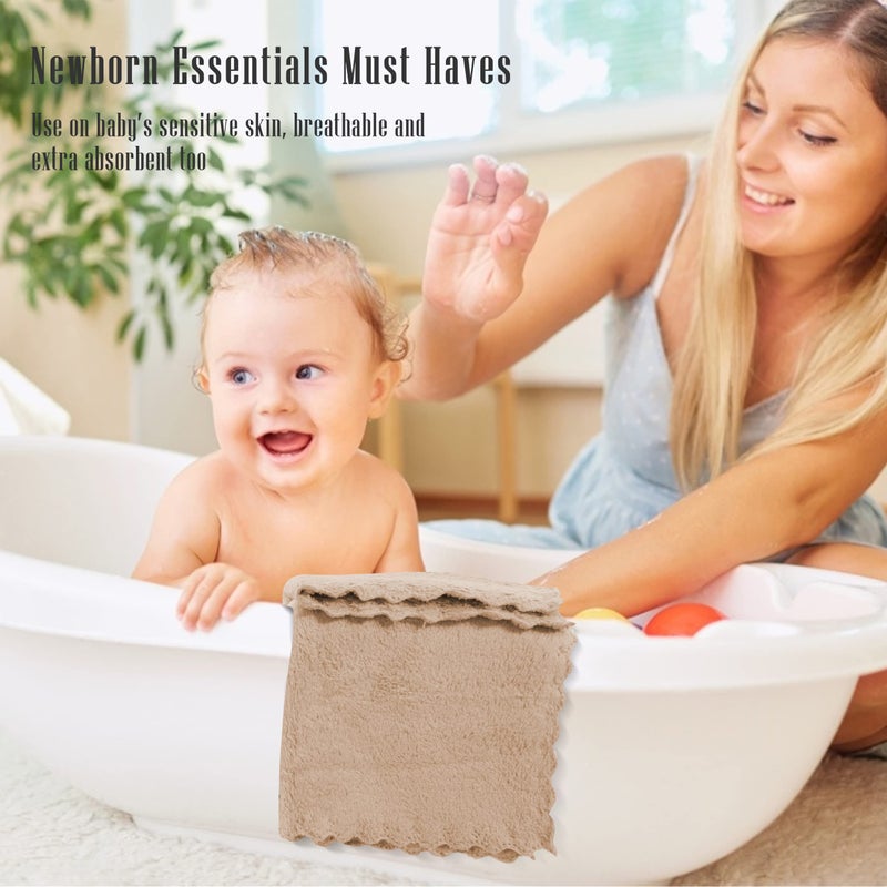 Cute Castle Ultra-Soft Baby Washcloths, 16 Pack - 9" by 9", Gentle on Sensitive Skin for Face and Body, Plush, Super Absorbent Wash Clothes for Girls and Boys,White+Brown+Grey+Sage Green - Image 5