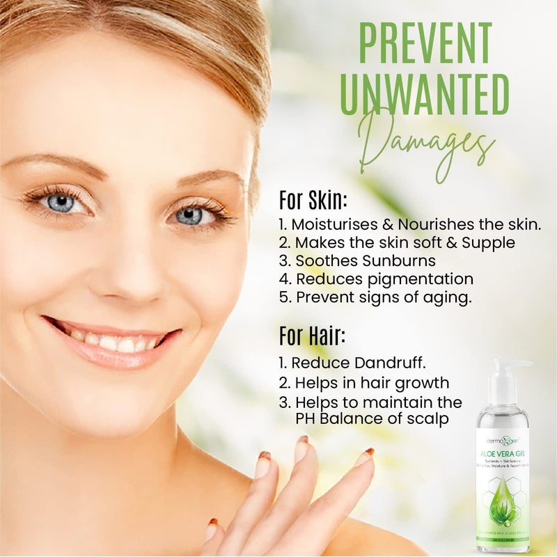 DERMAXGEN Aloe Vera Gel With Witch Hazel + Vitamin C + Vitamin E - Skin Soothes, Moisture And Repair Formula, Nutrients Rich And Cold Pressed 8.5 Fl Oz/ 250 Ml - Image 2