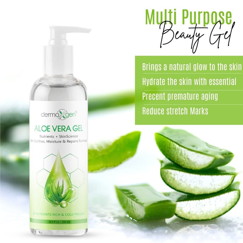 DERMAXGEN Aloe Vera Gel With Witch Hazel + Vitamin C + Vitamin E - Skin Soothes, Moisture And Repair Formula, Nutrients Rich And Cold Pressed 8.5 Fl Oz/ 250 Ml - Image 4