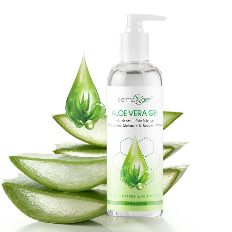 DERMAXGEN Aloe Vera Gel With Witch Hazel + Vitamin C + Vitamin E - Skin Soothes, Moisture And Repair Formula, Nutrients Rich And Cold Pressed 8.5 Fl Oz/ 250 Ml - Image 1