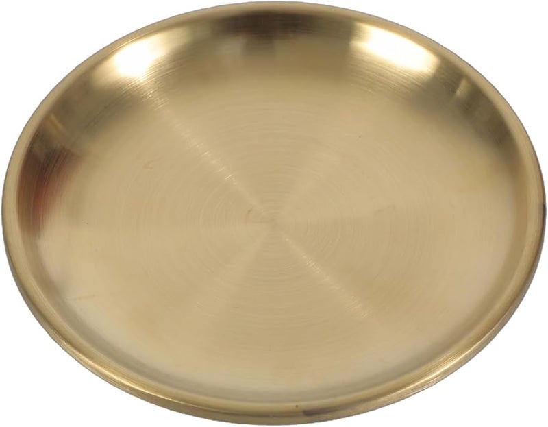 Gold Stainless Steel Shallow Wide Pet Food Bowl for Cats and Small Dogs - Image 1
