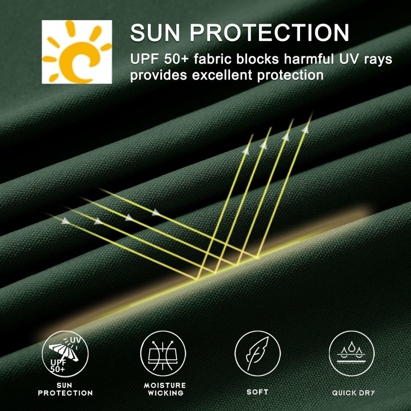 Willit قمصان شمسية للرجال من ويليت UPF 50+ واقي من الطفح الجلدي بأكمام طويلة واقي من الشمس بغطاء رأس SPF UV للصيد خفيف الوزن رياضي للجري OD أخضر L - Image 5