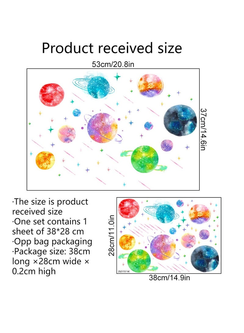 Excefore ملصقات حائط مضيئة في الظلام على شكل نظام شمسي للسقف، ملصقات حائط ملونة على شكل كواكب ونجوم لغرف نوم الأطفال وديكور الحضانة - Image 4