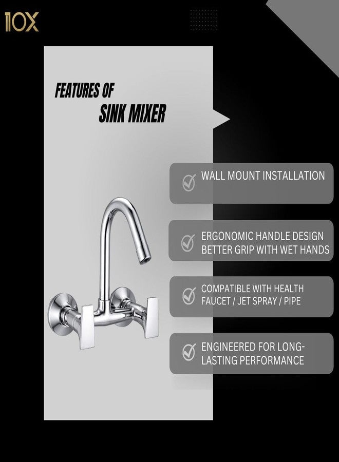 10X Kitchen Sink Mixer ST-0118 Tap with 360° Swivel Spout | Hot & Cold Water Control | Chrome Plated | Heavy Brass Cartridge | Dual Lever Design - Image 3