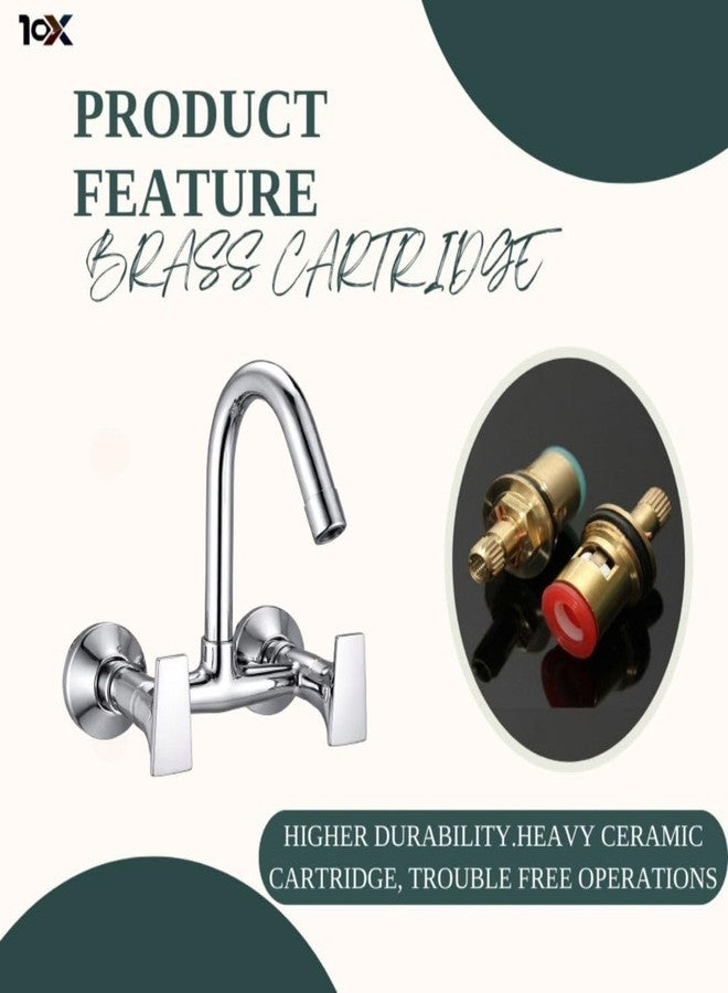 10X Kitchen Sink Mixer ST-0118 Tap with 360° Swivel Spout | Hot & Cold Water Control | Chrome Plated | Heavy Brass Cartridge | Dual Lever Design - Image 5