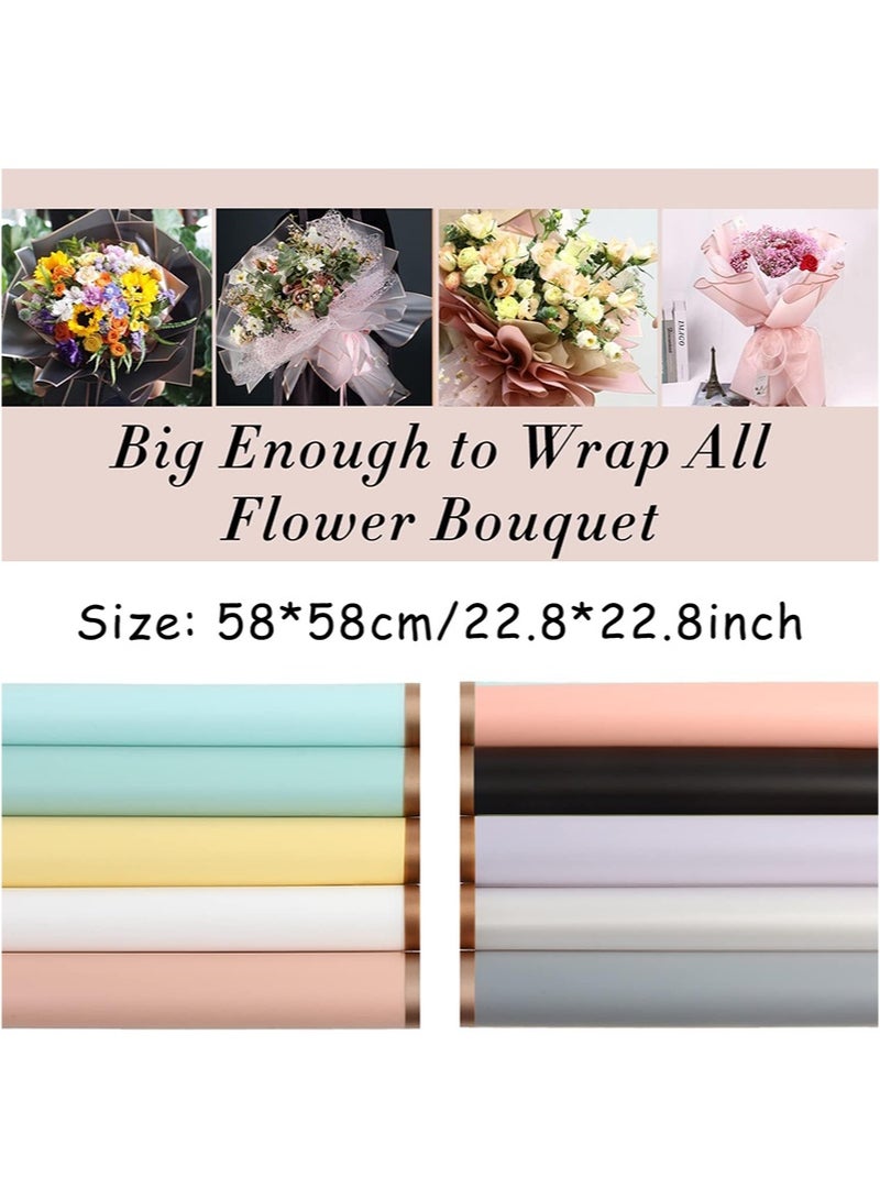 ايكانبو 20 ورقة ورقة غلاف غلاف غلاف الذهب ， مادة تغليف زهرة مقاومة للماء مع الشريط ， مستلزمات باقة الزهور ， DIY Craft Gift (10 Colors) - Image 2