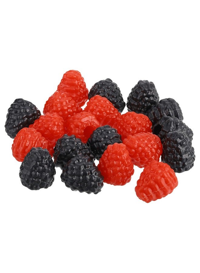 يو إكس سيل uxcell 20 قطعة من توت العليق الاصطناعي، توت العليق المزيف، دعامات تصوير واقعية، فاكهة مزيفة تشبه الحياة لقطعة مركزية للطاولة، أعمال فنية، أحمر/أسود - Image 1