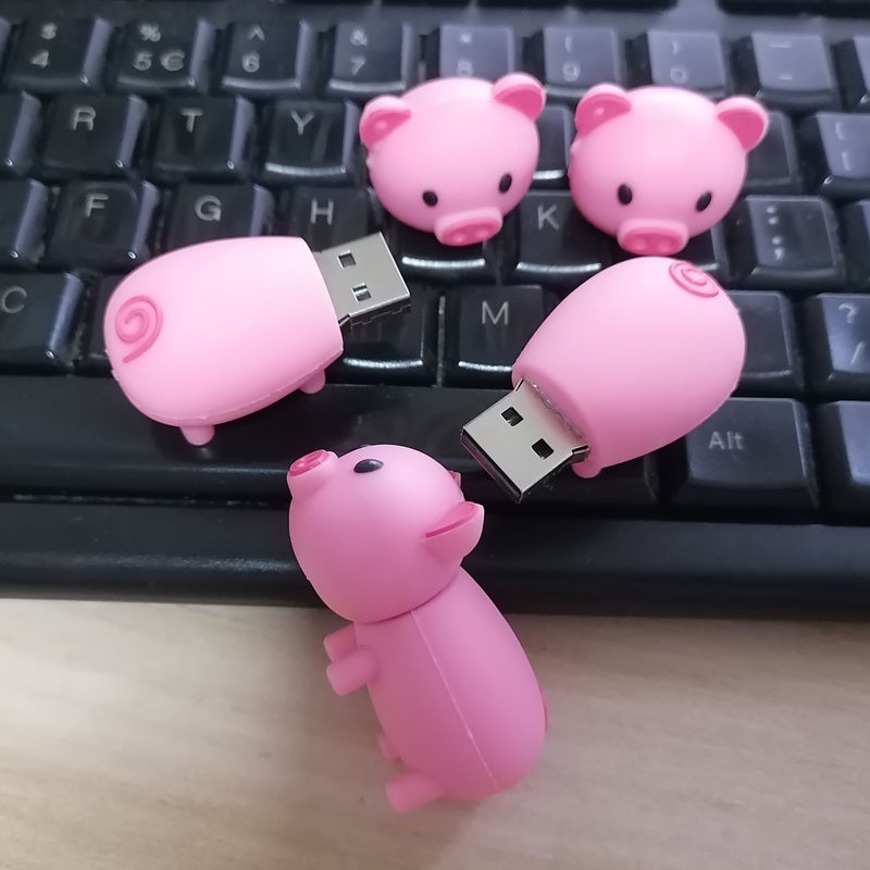 محرك أقراص فلاش USB 2.0 من السيليكون بتصميم كرتوني، سعة 128 ميجابايت، هدية على شكل خنزير صغير. - Image 1