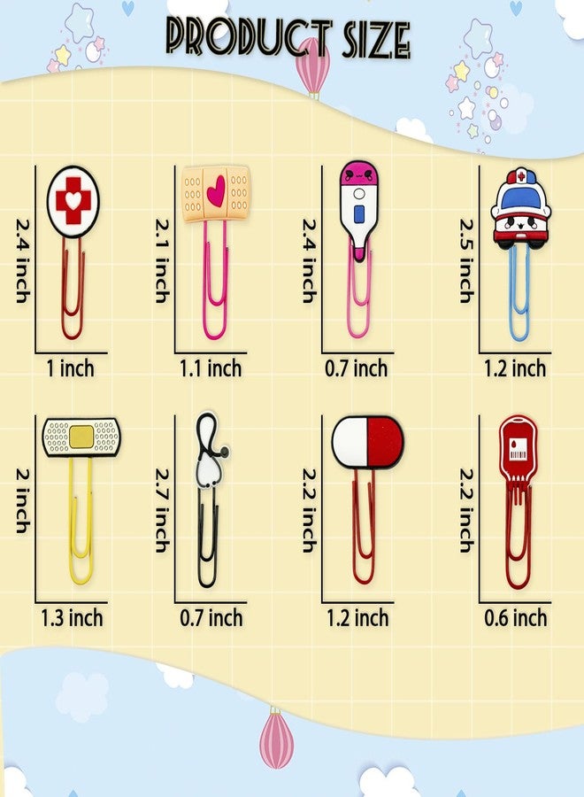 GTILE 60 pcs Nursing Book Clip Cute Bookmarks Cartoon Bulk Bookmarks with Colorful Paperclip for Nursing School Student Essentials for Nursing School Gifts. (Colorful) - Image 2