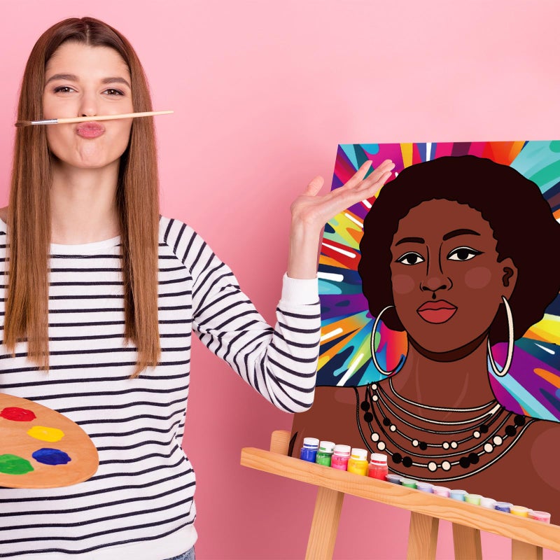 Harloon 36 Pcs 8 x 10 Inch Pre Drawn Canvas for Painting Afro Queen Pre Stretched Canvas Painting for Adults Outline for Sip and Paint Party Supplies Favor - Image 4
