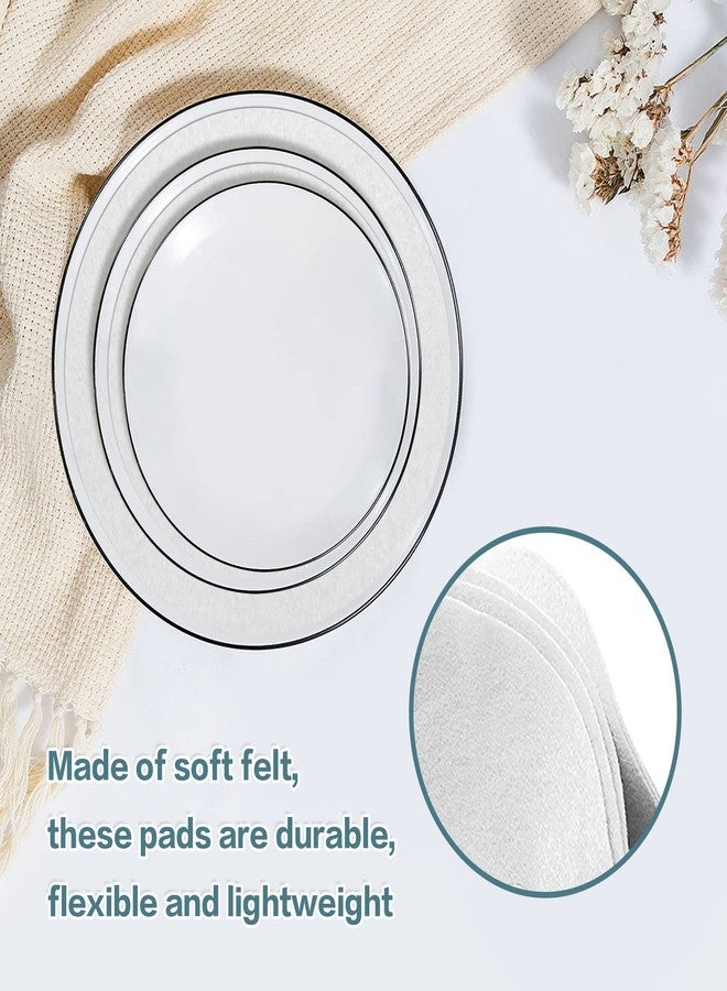 Ohiyoo 50 Pcs Plate Separators Storage, 9.8'' + 5.9'' - 2 Different Size Soft Felt Plate Dividers Round China Dish Storage Protectors Pads Dish Protectors Storage (White) - Image 4