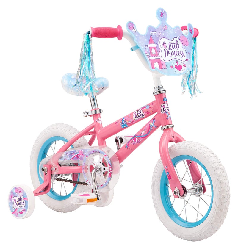Pacific Princess Character Kids Bike for Boys and Girls Ages 35 Year Old 12Inch Wheels Coaster Brakes Adjustable Quick Release Seat Pink