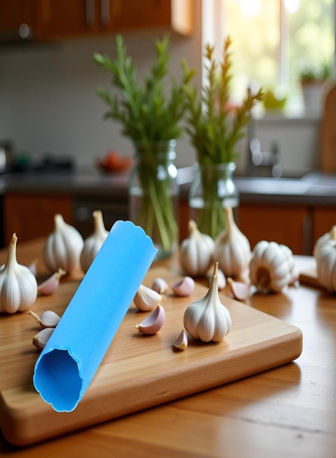 SquarezhenBo Silicone Garlic Tube Peeler-Garlic Skin Remover Roller,Garlic Roller Peeling Garlic Peeler Tube Roller Kitchen Garlic Tools,Easy Quick To Peel Garlic Cloves Roller Portabl Garlic Tools (Blue) - Image 3