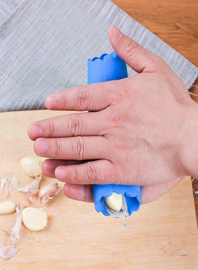 SquarezhenBo Silicone Garlic Tube Peeler-Garlic Skin Remover Roller,Garlic Roller Peeling Garlic Peeler Tube Roller Kitchen Garlic Tools,Easy Quick To Peel Garlic Cloves Roller Portabl Garlic Tools (Blue) - Image 2
