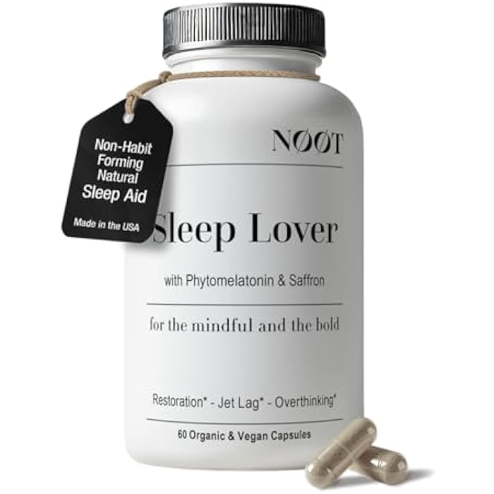 NØØT NOOT Sleep Lover – All Natural Deep Sleep Aid for Adults and Students, Non-Habit Forming Formula w. Ashwagandha, Lemon Balm, L-Theanine & Phytomelatonin, Sleep Supplement, Sleeping Pills, 60 Capsules - Image 1
