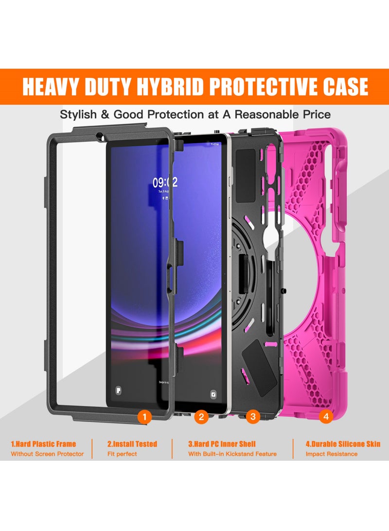 Rock Pow Case for Samsung Galaxy Tab S10 Plus 12.4 Inch 2024/Tab S9 Plus 12.4 2023/S9 FE Plus 12.4 2023/S8 Plus 2022/ S7 FE 2021/ S7 Plus 2020 Case with S Pen Holder Heavy Duty Shockproof Protective Cover with Hand Strap S-Pen Holder/Handle/Rotating Kickstand  - Image 3