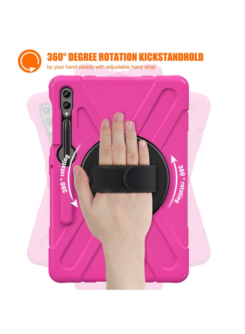 Rock Pow Case for Samsung Galaxy Tab S10 Plus 12.4 Inch 2024/Tab S9 Plus 12.4 2023/S9 FE Plus 12.4 2023/S8 Plus 2022/ S7 FE 2021/ S7 Plus 2020 Case with S Pen Holder Heavy Duty Shockproof Protective Cover with Hand Strap S-Pen Holder/Handle/Rotating Kickstand  - Image 4