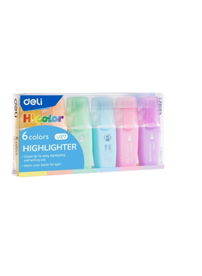 Deli color Pastel Highlighters , Set of 6 Macaron Colors
