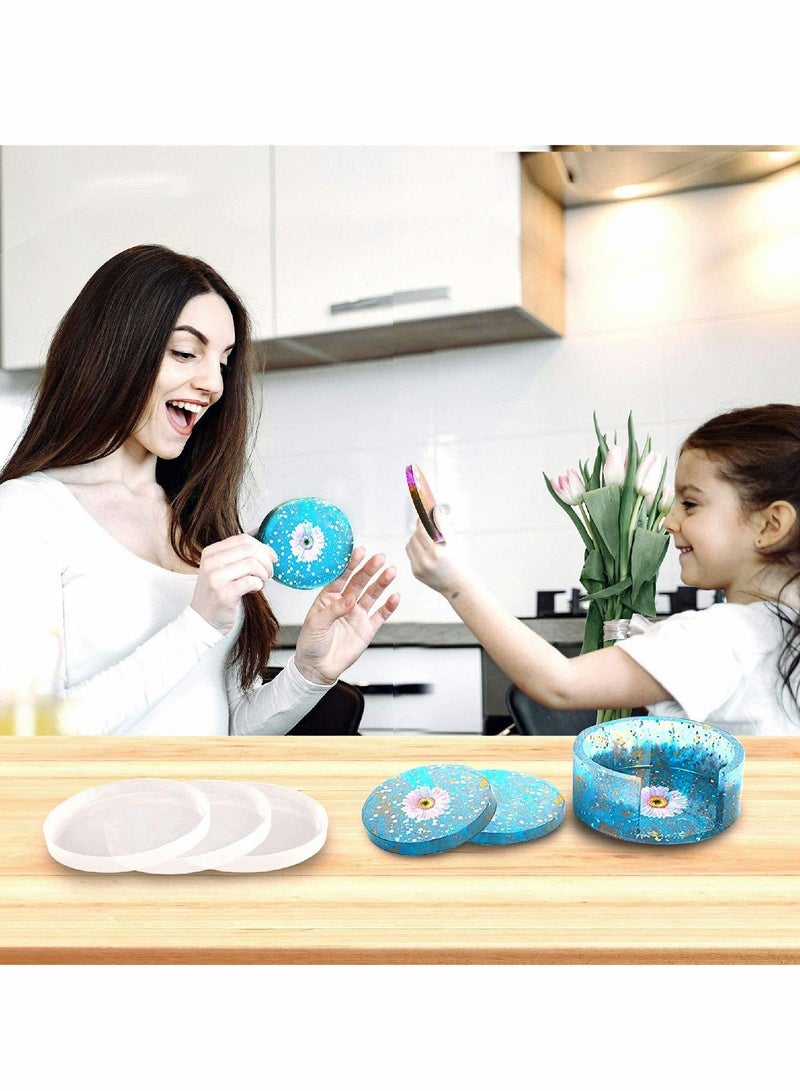 Excefore Coaster Resin Mould,4PCS Coaster Silicone Mould for Epoxy Resin with Storage Box Mould, Upgraded Coaster Moulds for Resin Casting, Epoxy Resin Moulds for DIY Resin, Cups Mats, Home Decoration - Image 5