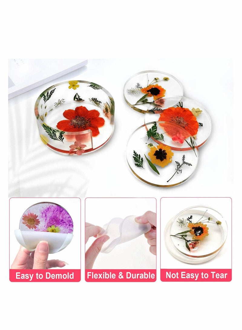 Excefore Coaster Resin Mould,4PCS Coaster Silicone Mould for Epoxy Resin with Storage Box Mould, Upgraded Coaster Moulds for Resin Casting, Epoxy Resin Moulds for DIY Resin, Cups Mats, Home Decoration - Image 4