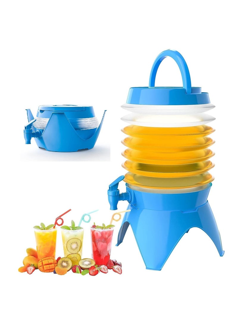 SOSEKO Vintage Collapsible Plastic Drinks Dispenser with Tap Juice Water For Indoor And Outdoor Blue Color - Image 1