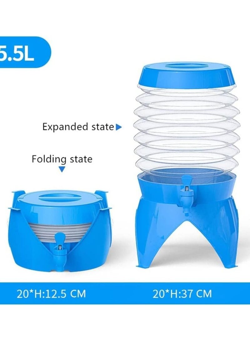 SOSEKO Vintage Collapsible Plastic Drinks Dispenser with Tap Juice Water For Indoor And Outdoor Blue Color - Image 4