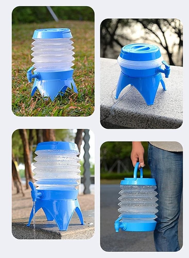 SOSEKO Vintage Collapsible Plastic Drinks Dispenser with Tap Juice Water For Indoor And Outdoor Blue Color - Image 3