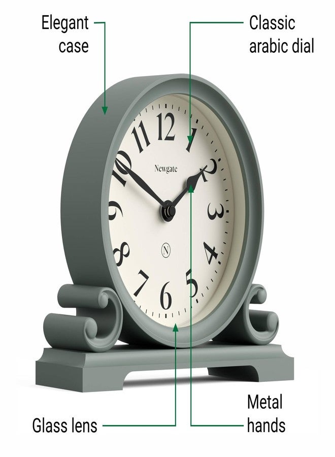 NEWGATE® Divisadero Mantel Clock | Traditional Double Scroll Design | Asparagus Green | Classic Style for Desk, Table top, Shelf or Bedside - Image 5
