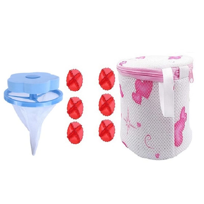 PallRin Washing Machine Combo Kit Floating Lint Filter Bag Laundry Bag and Silicon Balls Pack of 8 - Image 1
