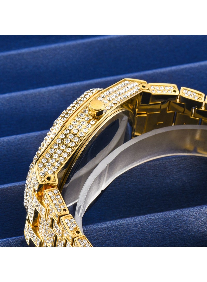 MISS FOX Men's Fully Diamond-Studded Watch Large Dial Stylish and Bold Arabic Numerals Waterproof Calendar Mineral Reinforced Glass Mirror Luxury Men's Accessory - Image 5