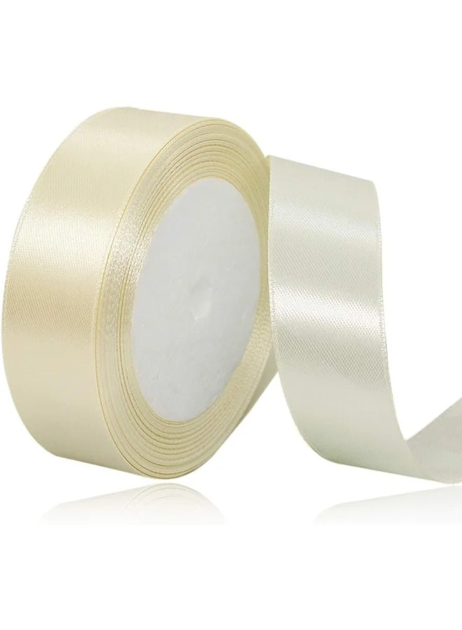 شير ذا لوف  Share the love 24mm Satin Ribbon - 25 Yards Length - Vanilla - Smooth & Shiny Crafting Ribbon for Gift Wrapping, Decorations, DIY & Sewing
