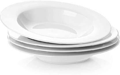 TREANDCARD TREANDCARD Bone China Deep Soup Maggi Pasta Gravy Plate Multi pourpose 6 pcs Set  - Image 1