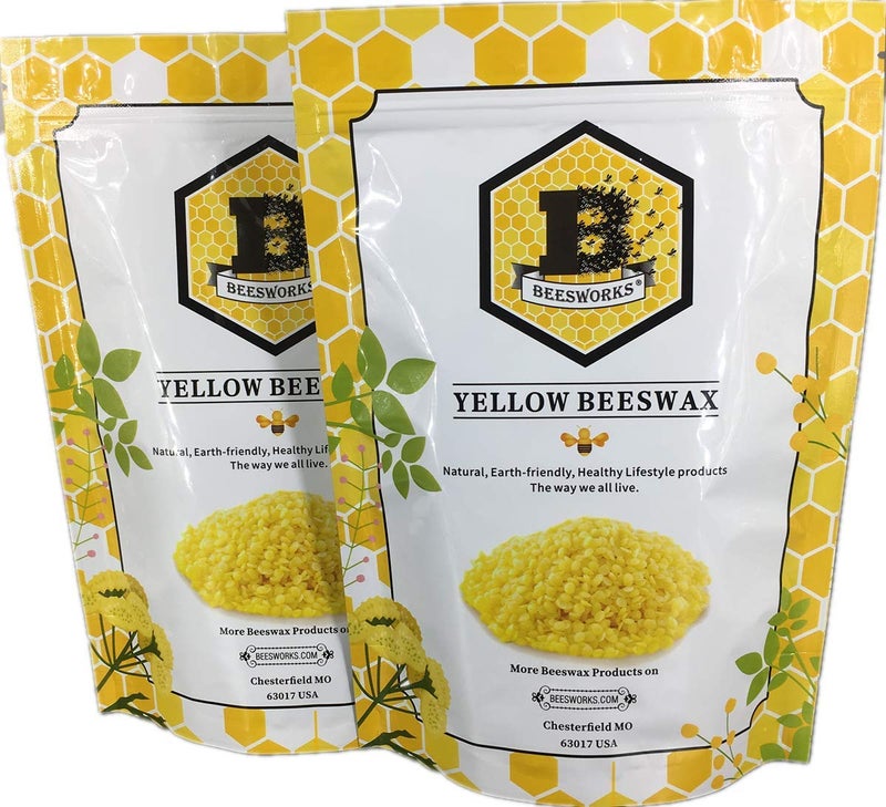 Beesworks Yellow Beeswax Pellets 1 lb 100 Pure Cosmetic Grade TripleFiltered Beeswax for DIY Skin Care Lip Balm Lotion and Candle Making Pack of 2