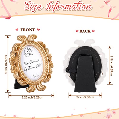 Vicenpal 20 Pieces Vintage Picture Frames Mini Frames Oval Small Antique Baroque Photo Holder Resin for Jewelry Display Photo Christmas Holiday Party Decor(Gold) - Image 3