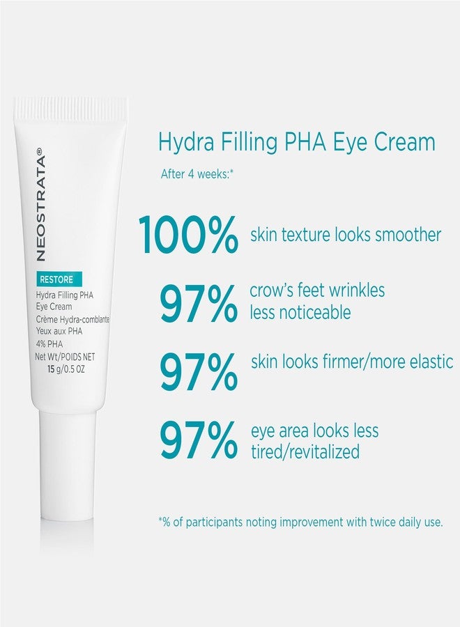 Neostrata كريم العين NEOSTRATA RESTORE Hydra Filling PHA، علاج مرطب ورافع لمكافحة الشيخوخة للخطوط الدقيقة والتجاعيد مع حمض الهيالورونيك، فيتامين C و E، ومستخلص الشاي الأخضر، 0.5 أونصة - Image 2