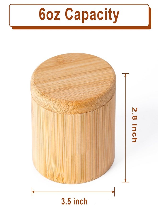 Husfunov Bamboo Salt Cellar, Salt Box with Magnetic Swivel Lid, Round Salt Container for Storing Salt Pepper Sugar Herbs,6 Ounce Capacity - Image 2