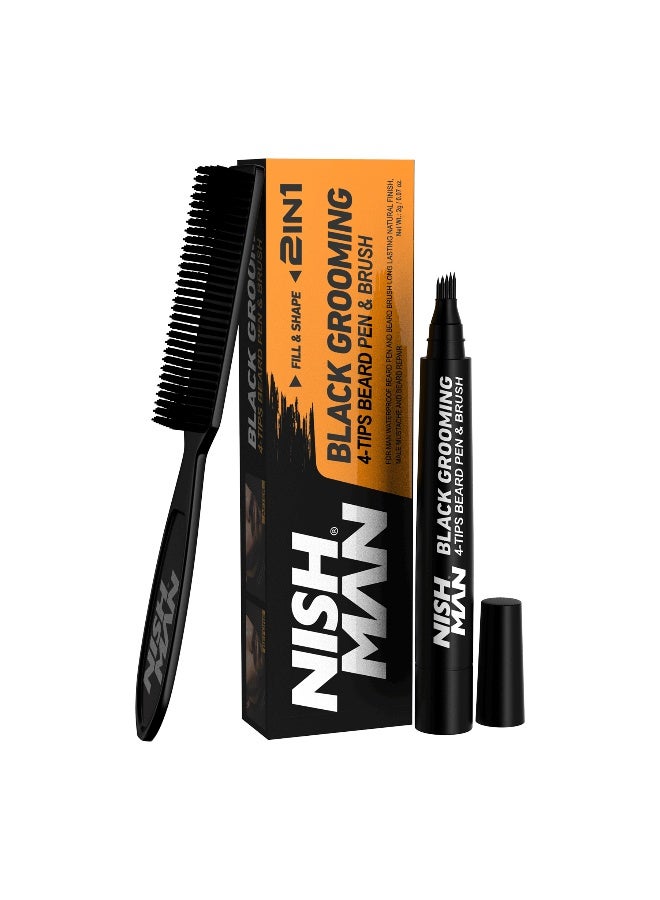 Beard Pen & Beard Brush Black