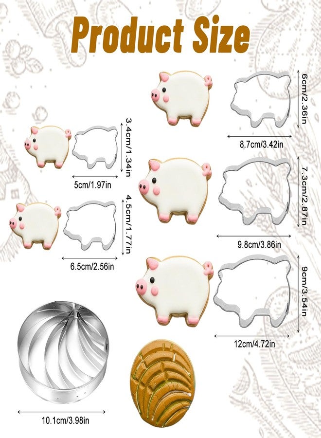 HaiFafafaing Concha Cutter and Pig Cookie Cutter Mexican - Stainless Steel Concha Cutters and Pig Cookie Cutters for Mexican Pastries and Hot Chocolate - Image 2